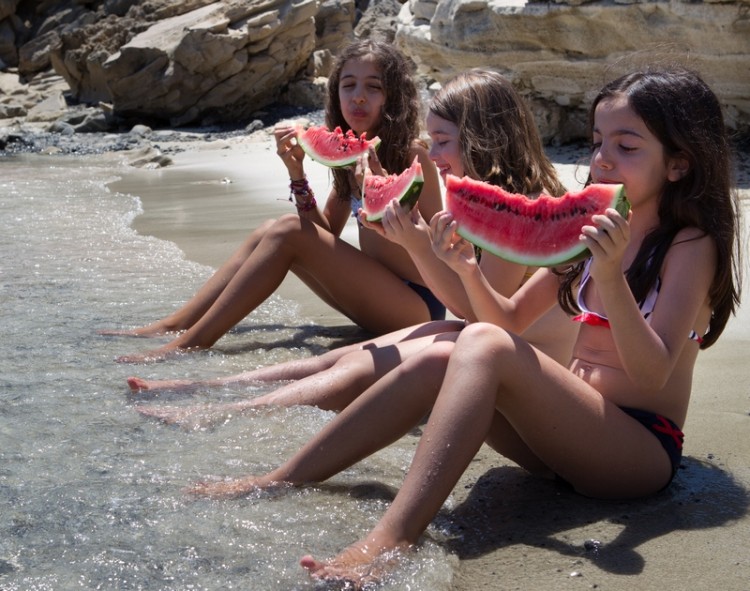 Watermelons on the beach 